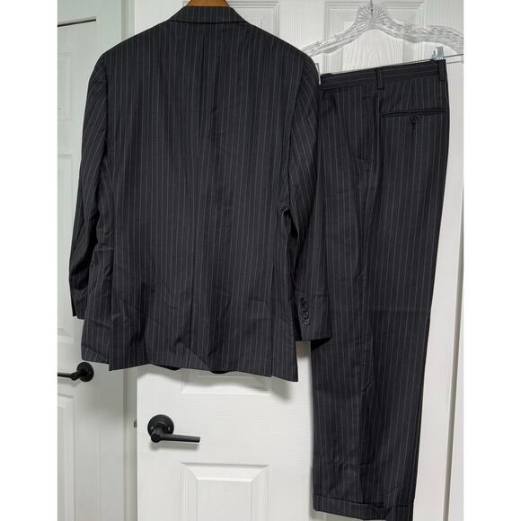 Austin Reed Men's Dark Gray Striped 2 Piece Suit Set Size 40R Pants Waist 34 - Picture 11 of 14